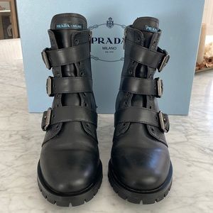 Prada Calzature Donna Combat Boots Size 39 Black